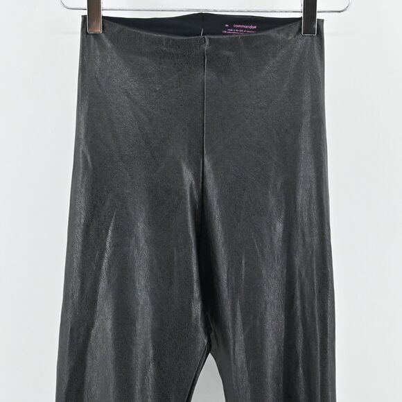 COMMANDO Pants Womens Size M Solid Black Faux‎ Leather Cropped Flare Pull On NEW - Picture 2 of 12